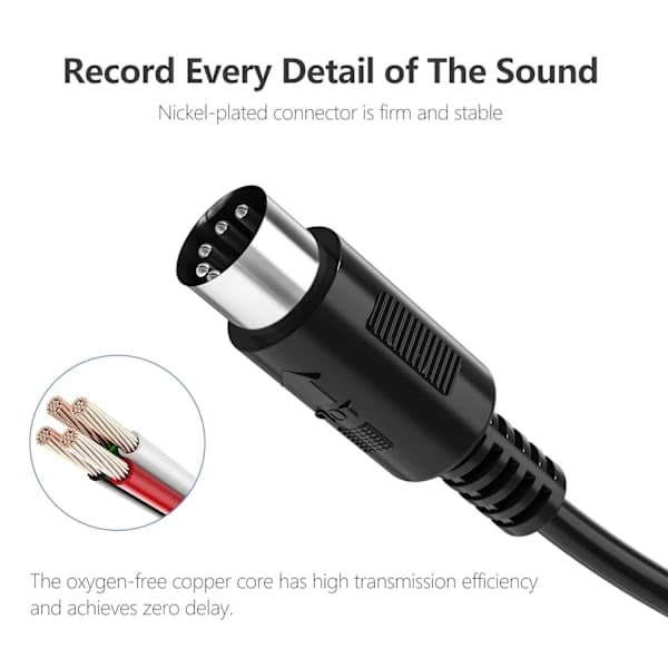 2025 Seneste Model MIDI-kabel, 2-pak 0,3 meter Han til Han 5-Pin MIDI-kabel Kompatibel med MIDI-keyboard, Keyboard Synth, Rack Synth, Sampler