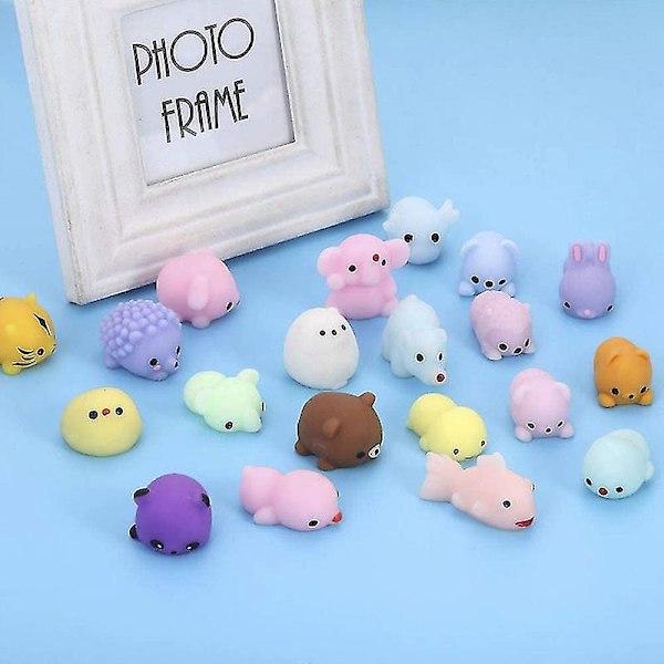 24 stk. Squishy Legetøj Søde Dyr Antistressbold Mochi Legetøj Stressreducerende Legetøj