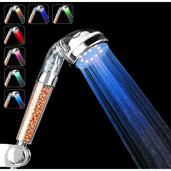 Dusjhode, 7 farger LED, bad Spa LED-dusjhode
