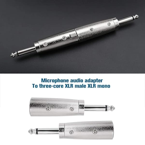 2 x 3-pin XLR til 6,35 mm (1/4 \") mono han jack lydadapter, sølv, til lydmikrofon