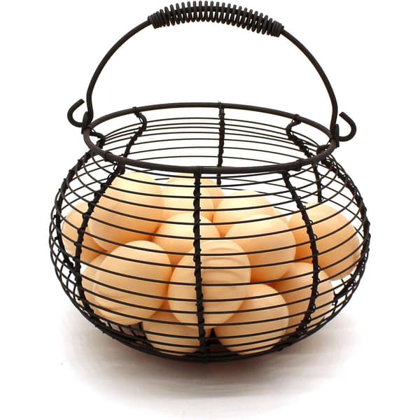 Rustikk eggkurv i tråd med håndtak i vintage stil