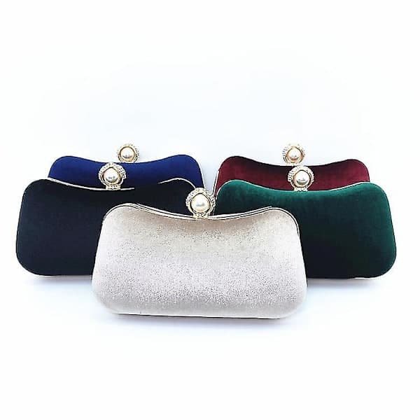 Sammet Bronzad Kvällsväska Retro Clutch - Grön