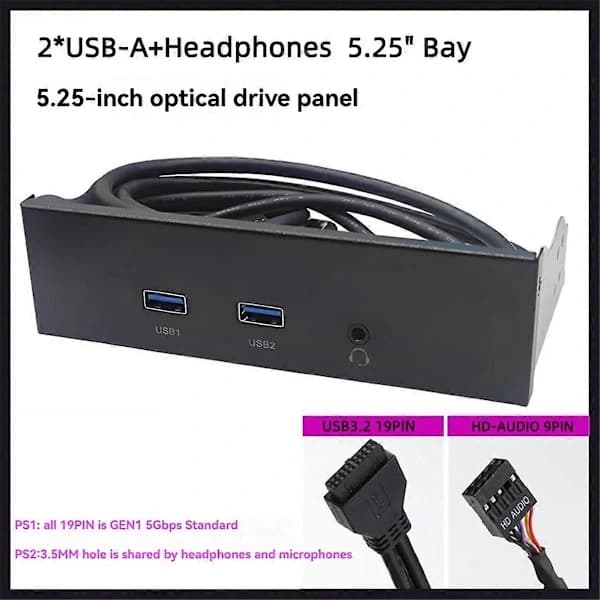 USB3.2 GEN1 Floppy Drive Slot HD-AUDIO Audio Frontpanel 5,25-tums Optisk Frontpanel Stöd för 2x USB