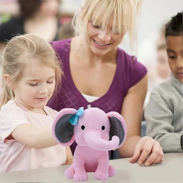 Rosa Tegnet Elefant Plyslegetøj 25cm