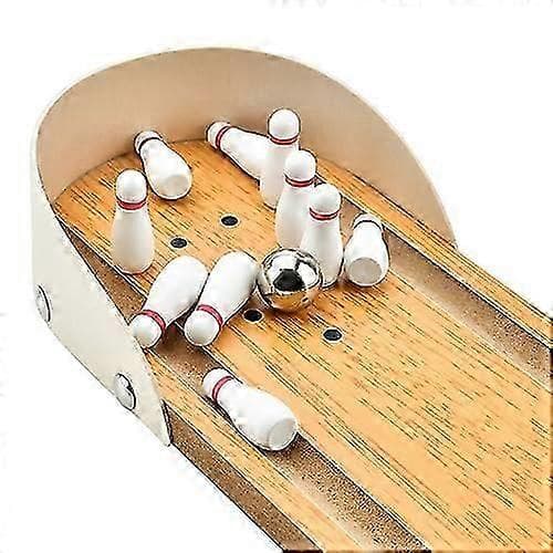 Mini Bowling-set för skrivbord, Stressreducerande träleksak