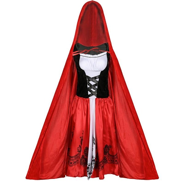 Naisten Pieni Punahilkka-asu Aikuisten Joulu- ja Halloween-juhliin, Viitta ja Kuningattaren Yksipuvut Red XL
