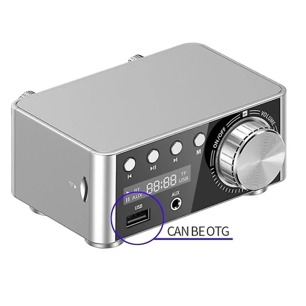 100W HiFi-förstärkare Klass Bluetooth 5.0 Liten digital effektförstärkare Stöder U-disk SD-kort RCA-ljudingång