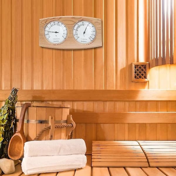 [CA] Saunatermometer 2 i 1 Træ Thermo-Hygrometer Termometer Hygrometer Dampbads Tilbehør
