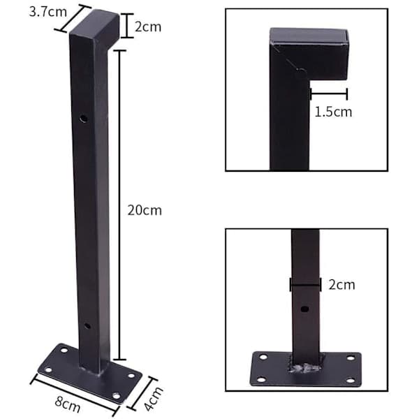 Heavy Duty Shelf Brackets - 8\" Flange Floating Metal Shelf Bracket, Retro Wall Shelf Hardware Bracket (2-Pack, Black)