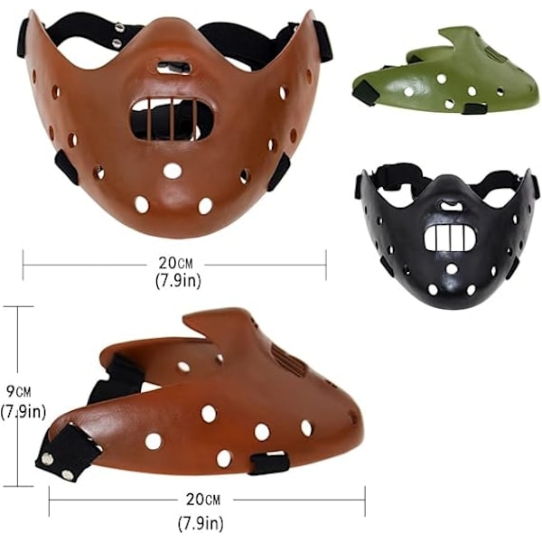 Halloween Mask Hannibal Lecter Mask Läskig Halloween Rollspel Realistisk Skräck Mördare Mask Halv Ansikte Huvudbonad Harts Grön green