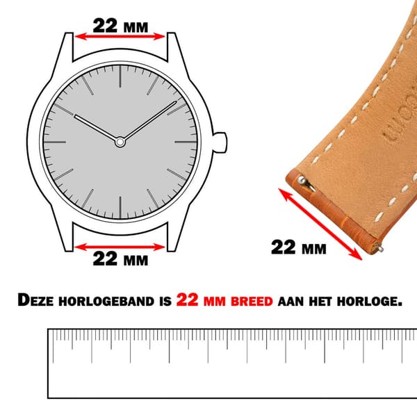 22 mm Rally Urrem Perforeret Kalveskind med Røde Syninger, Quick Release Urrem, Sort med Rustfrit Stålspænde til Mænd