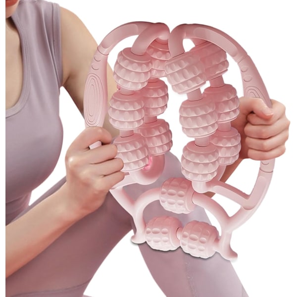Muskelrulle - Massagerulle til ben, 15 ruller benrulle og lægmassagerulle, muskelrulle massager til lægge, ben, arme, tennisalbue—ca pink
