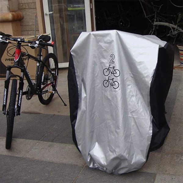 Cykelöverdrag med PU-foder, UV-skydd, elastiskt spänne för utomhus- och inomhusförvaring, silver-svart