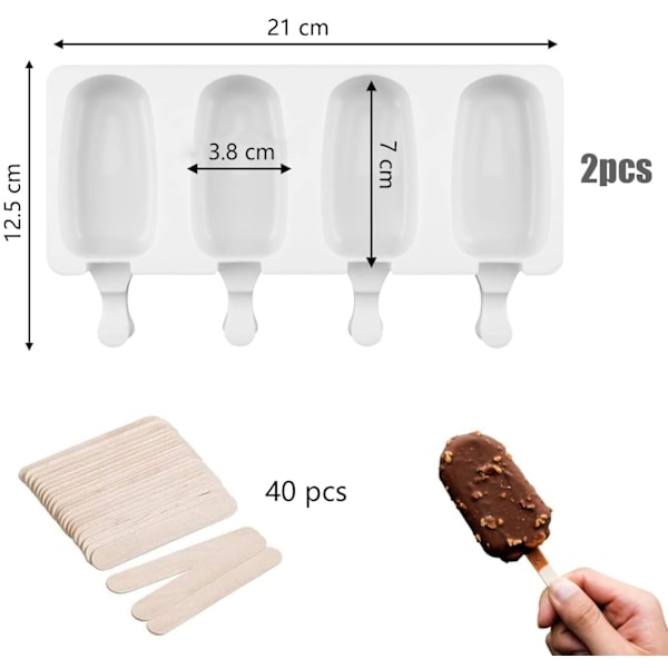 Cake Pop -silikonimuotit uuniin ja pakastimeen, helposti irrotettavat suuret jäätelömuotit 50 puutikulla DIY-silikonimuotteihin, jääkaappikestävät Multi