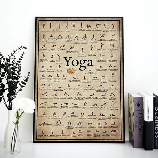 Yoga Stillinger Plakat Ashtanga Øvelsesoversikt Sekvens av Asanas Oramad Lerret [D] 40*60cm