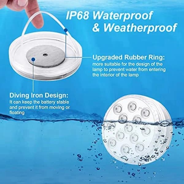 Pool S Undervanns S Med RF-fjernkontroll, 13 LED Under Med S S