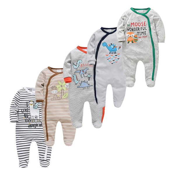 Våren Baby Pyjamas Flickor Pojkar Jumpsuit 201 % bomull Andas Mjuk Jumpsuit Silver 3-6M Silver 3-6M