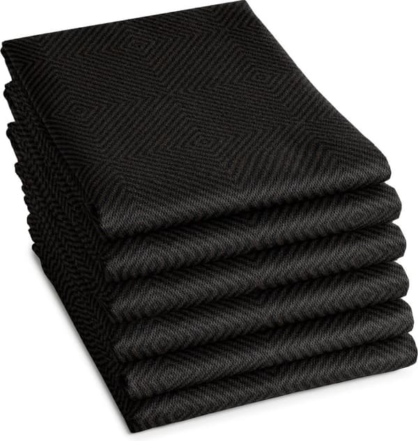 Köksdukar i bomull, set om 6, 60x65 cm absorberande diskhanddukar för köksrengöring, ebenholts