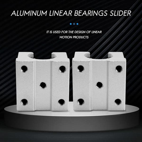 4 x SBR12UU 12mm Aluminium Lineær Bevegelse Router Lagerblokk, sølv