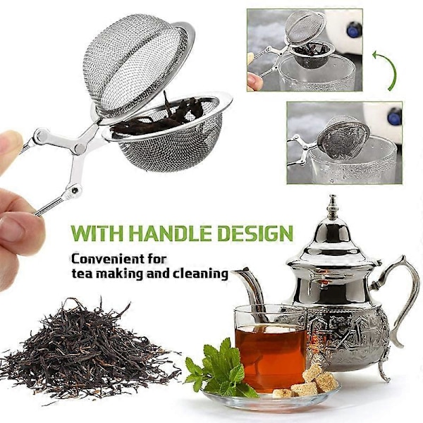 CASA 6 stk. Teinfuser Løs Blad Te Snap Ball Tesil Skje Rustfritt Stål Tefilter