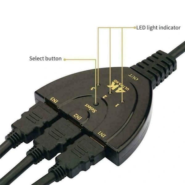 HDMI 3-i-1-kabelsplitter, switch, adapter, Full HD 4K 1080P