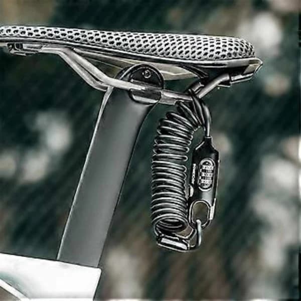Kabellås til cykel, 3-cifret kombination, hjelmtilbehør, sort