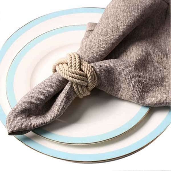 12 stk. Naturlige Jute Servietringe Vævede Servietspænder Snorede Servietspænder Vokset Garn Servietringe