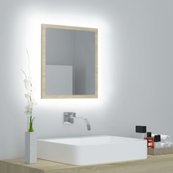 DPZO LED-speil for bad, Sonoma eik, 40 x 8,5 x 37 cm, Antidugg, 5 lysfarger med variabel intensitet, Strømuttak, Akryl -DPZO.ca