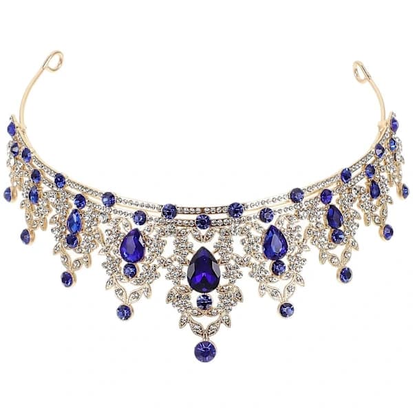 Kroneformet Tiara til Piger Elegant Dekorativt Tilbehør 1 Styk Blå 17X14CM