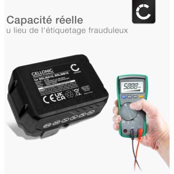 Batteri BSL36B18, BSL36A18 18v 5000mAh Li ION för HiKOKI, DH18DBL, C18DBAL, CV18DBL, DH36DPA Elverktyg bärbar borrmaskin skruvdragare.ca