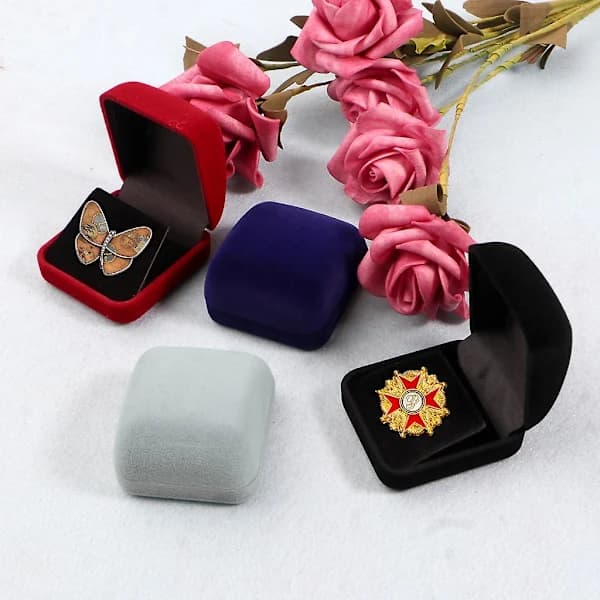 Myntdisplayfodral i sammet Medaljfodral Smyckespresentask Displayfodral för medaljer Svart