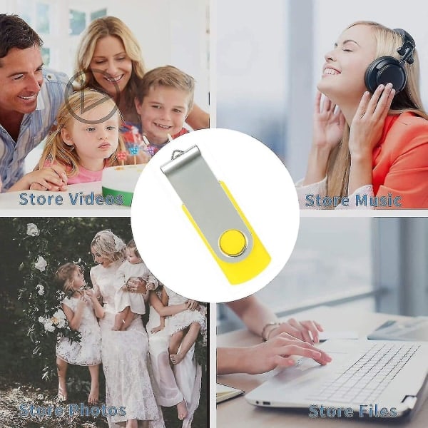 10-pack USB-minnen USB 2.0 Tummenhet Bulk-pack Snurrbar Minnessticka Vikbar Lagring Jump Drive Zip Drive 10 Pack Gul 4GB .CA