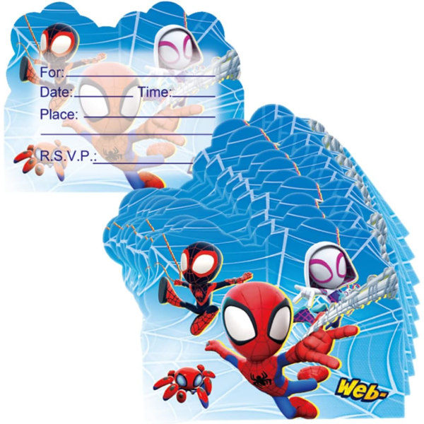 50 kpl Spidey ja hänen uskomattomat ystävänsä syntymäpäiväkutsuja, Spidey ja hänen uskomattomat ystävänsä juhlatarvikkeet lapsille