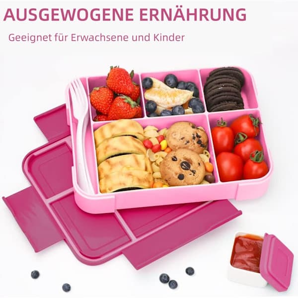Matboks barnematboks (6 rom) matboks, snackboks, lunsjboks rosa