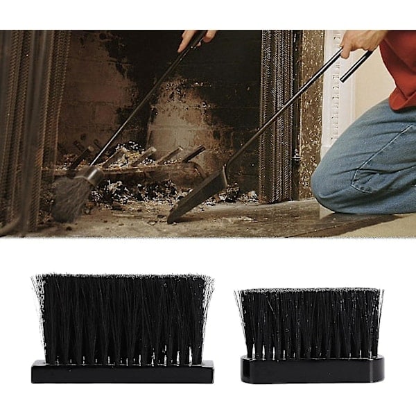 2-pakke peisbørste, holdbar rektangulær erstatningsbørste for peis, ildsted, grill og bålplass 10 cm