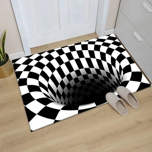 Dørmåtte, 3d magisk skakternet optisk illusion dørmåtte visuel illusion måtte rektangulær udendørs entrémåtte