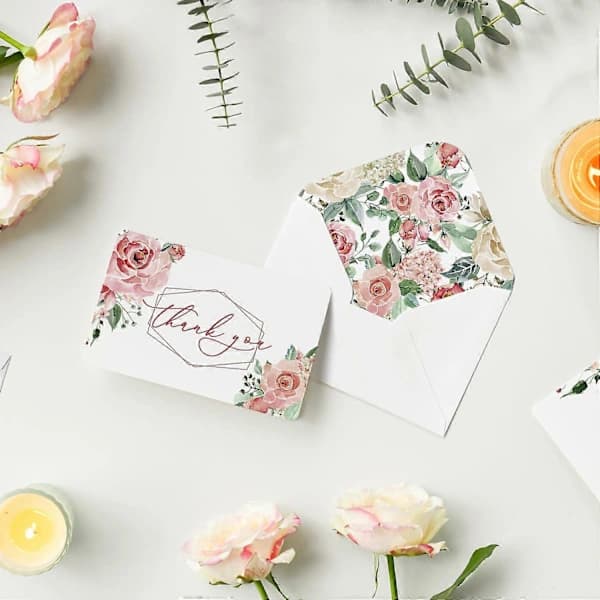 [CA] 36-pack Rosblommiga Tackkort Bröllop Grattiskort Present Med Kuvert