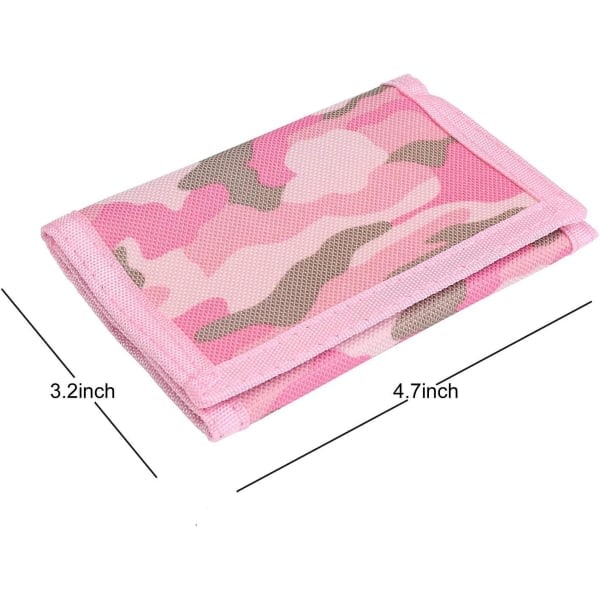 RFID Plånbok Kamouflage Plånbok Nylon Trippelvikt Plånböcker För Herr, Mini Trippelvikt Myntväska Med Dragkedja För Barn (rosa) Rosa -