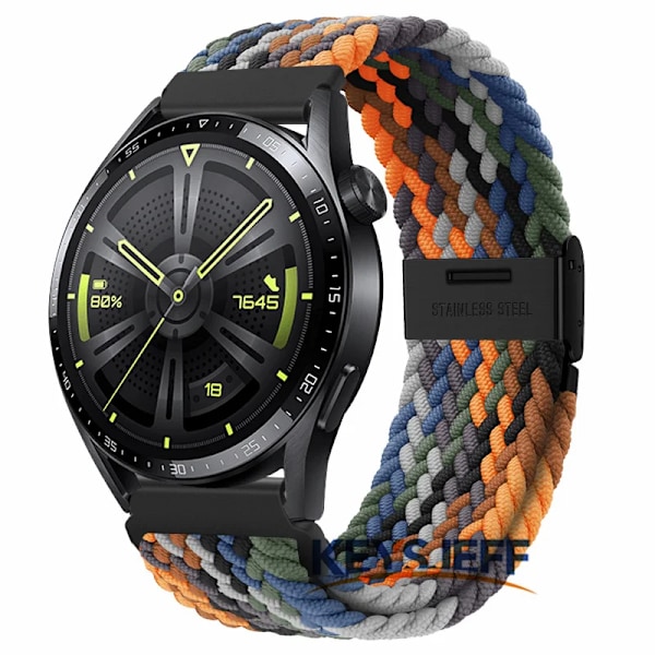 22 mm nylon rem kompatibel med Galaxy Watch 3 45 mm/ Watch 46 mm, Gear S3 Frontier/Classic, Huawei Watch GT 3 46 mm flettet rem 1