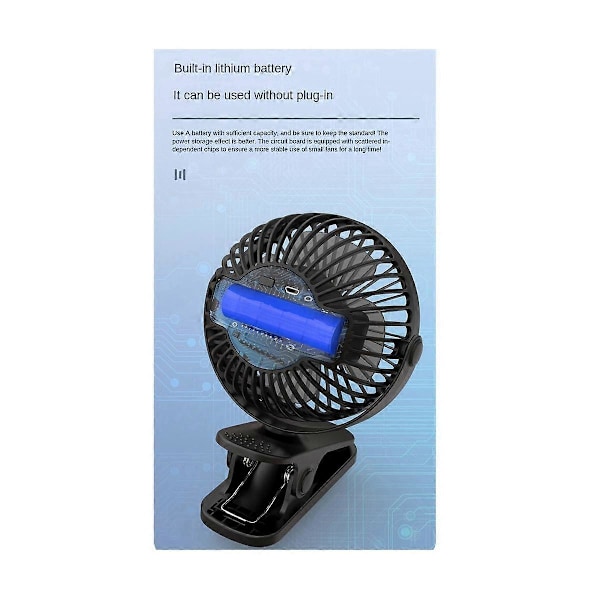 CASA 1200Mah Sommer Clip-on Ventilator Bærbar Automatisk Oscillerende Hovedventilator Genopladelig Høj Vindkraft Ventilator