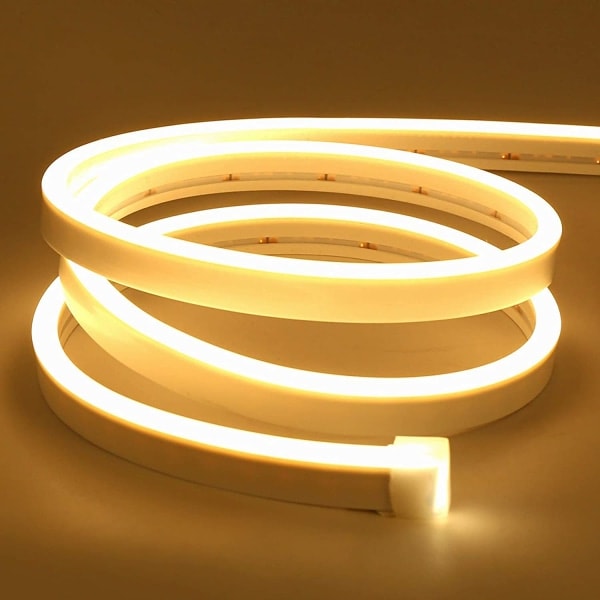 2M Varmvit Neon LED-slinga 12V 3000K Dimbar, IP67 Vattentät Flexibel, DIY Silikon LED-ljusslinga med Strömförsörjning och Kontroller