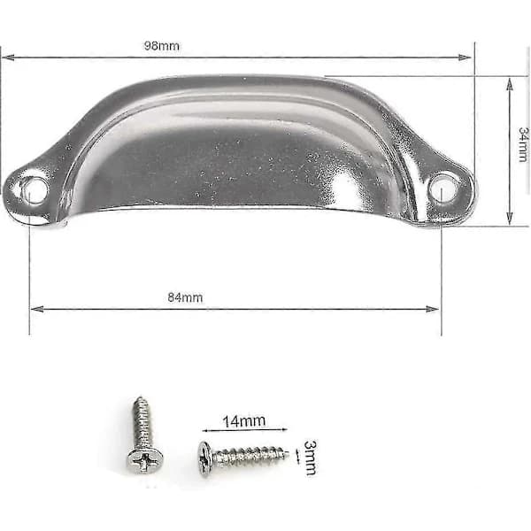 10-pack Dörrknopp 98mm Möbel Låddekoration Med Skruvar - Silver