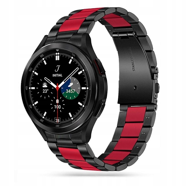 Tech-Protect Galaxy Watch 4/5/5 Pro/6/7/FE Armbånd Rustfrit Stål Sort/Rød