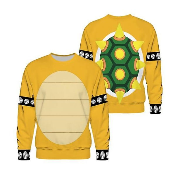 Piirretty Bowser 3D-tulostus Ylisuurinen Naisten/Miesten Huppari Y2k Streetwear Hip Hop Pusero Huppari Takki Cosplay Puku -a o-kaula-huppari XL o-neck hoodie XL