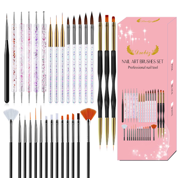 31 st Nail Art Penslar Liner Dotting Drawing Striping Nail Painting Brush Set för Salong Hem Användning