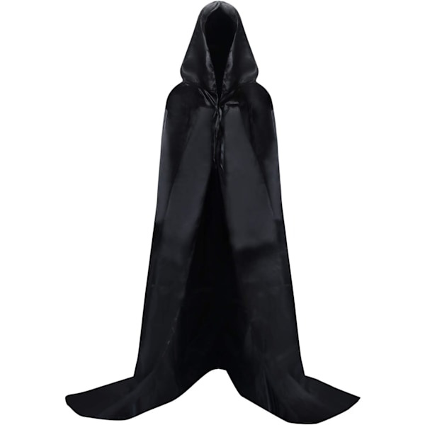 Lang sort kappe med hætte middelalderlig vampyr heks kostume dame halloween kostume karneval jul voksen L L