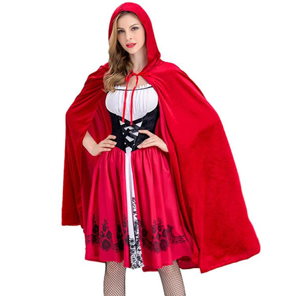 Kvinders Lille Røde Hætte Kostume Voksen Jule Halloween Festkjole Med Kappe Dronning Uniform Dragter Red XXXL