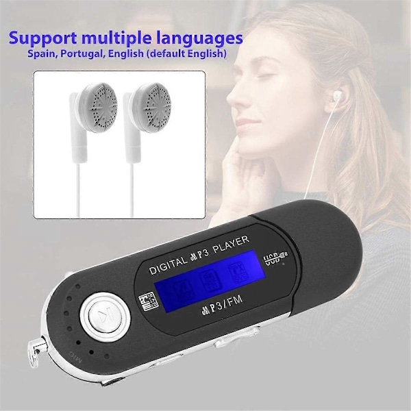 CASA MP3-spelare med hörlurar 8GB, Portabel Musik MP3 USB-spelare med LCD-skärm FM-radio för Promenader Ru