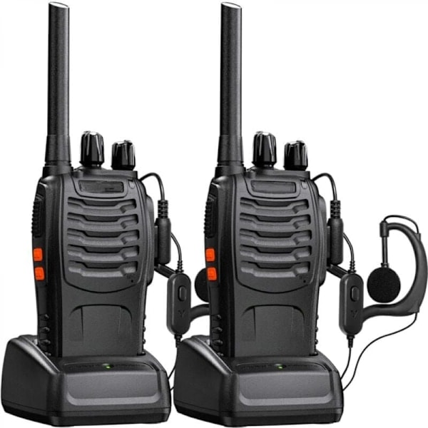 Baofeng Walkie Talkie Long Range Rechargeable Professional 16 Channel PMR Walkie Talkies Radio, with Headset, USB Charger, Battery (1 Pair)