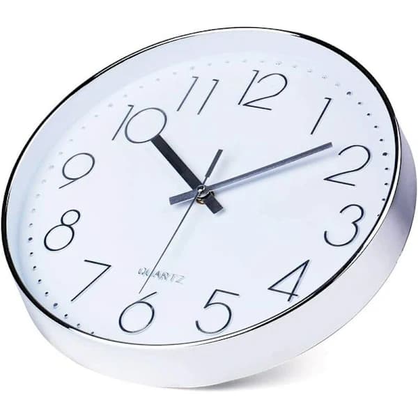 Silverklocka, Modern Arabisk Siffra 30cm Batteridriven Icke Tickande